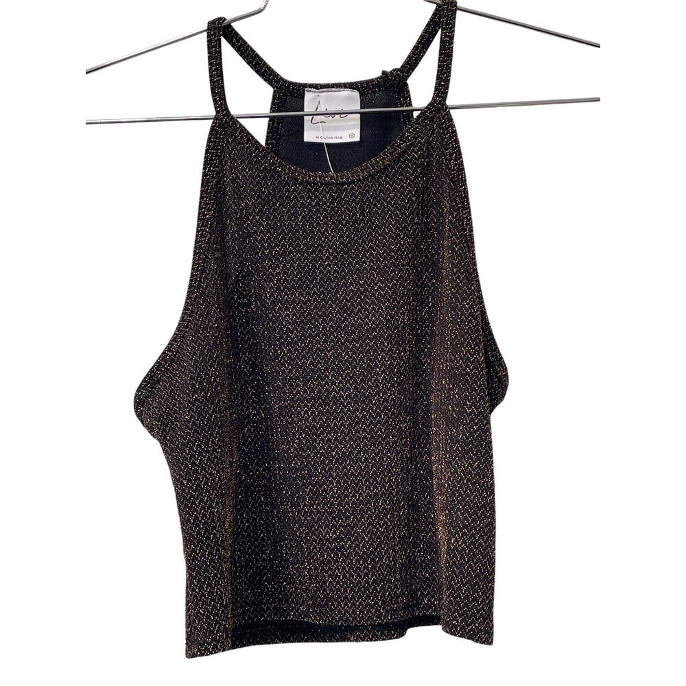 Livi By Olivia Rae Top Size Medium Sleeveless Scoop Neck Metallic Chevron NEW